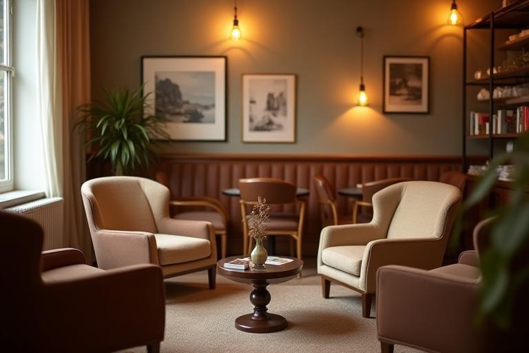 Cozy seating area inside Café Étoile